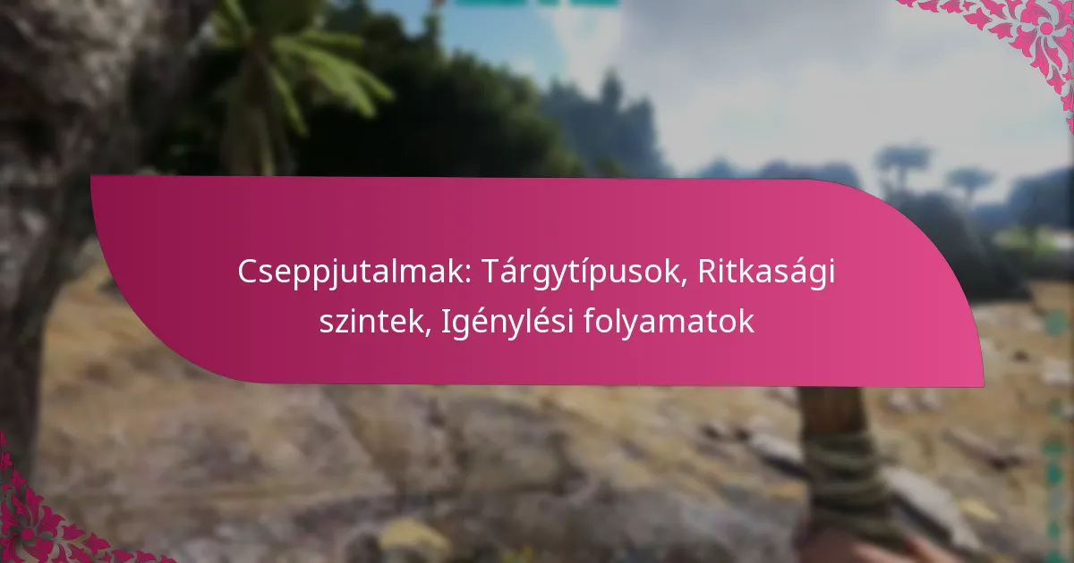 Cseppjutalmak: Tárgytípusok, Ritkasági szintek, Igénylési folyamatok