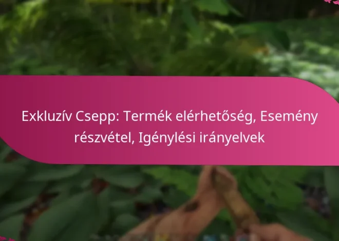 Exkluzív Csepp: Termék elérhetőség, Esemény részvétel, Igénylési irányelvek