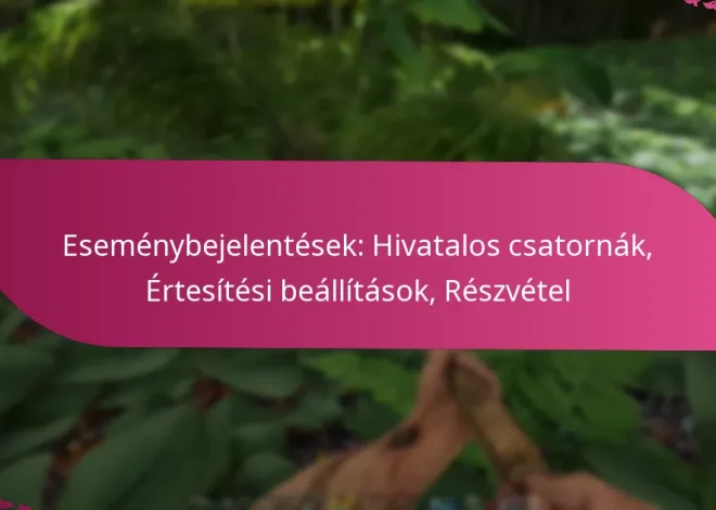 Eseménybejelentések: Hivatalos csatornák, Értesítési beállítások, Részvétel