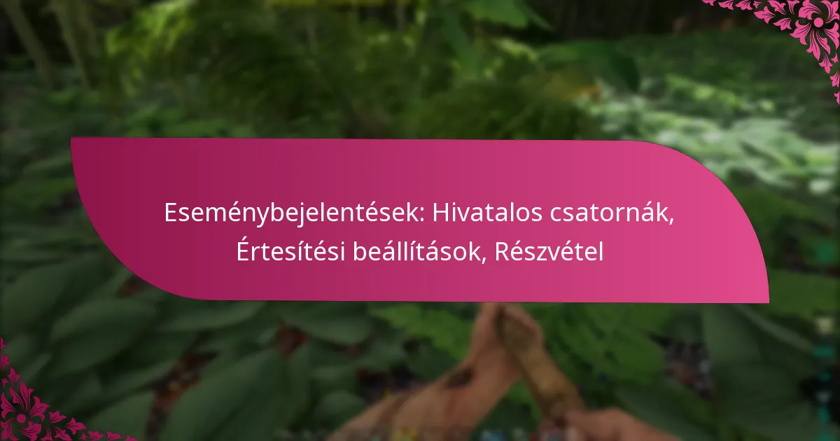 Eseménybejelentések: Hivatalos csatornák, Értesítési beállítások, Részvétel
