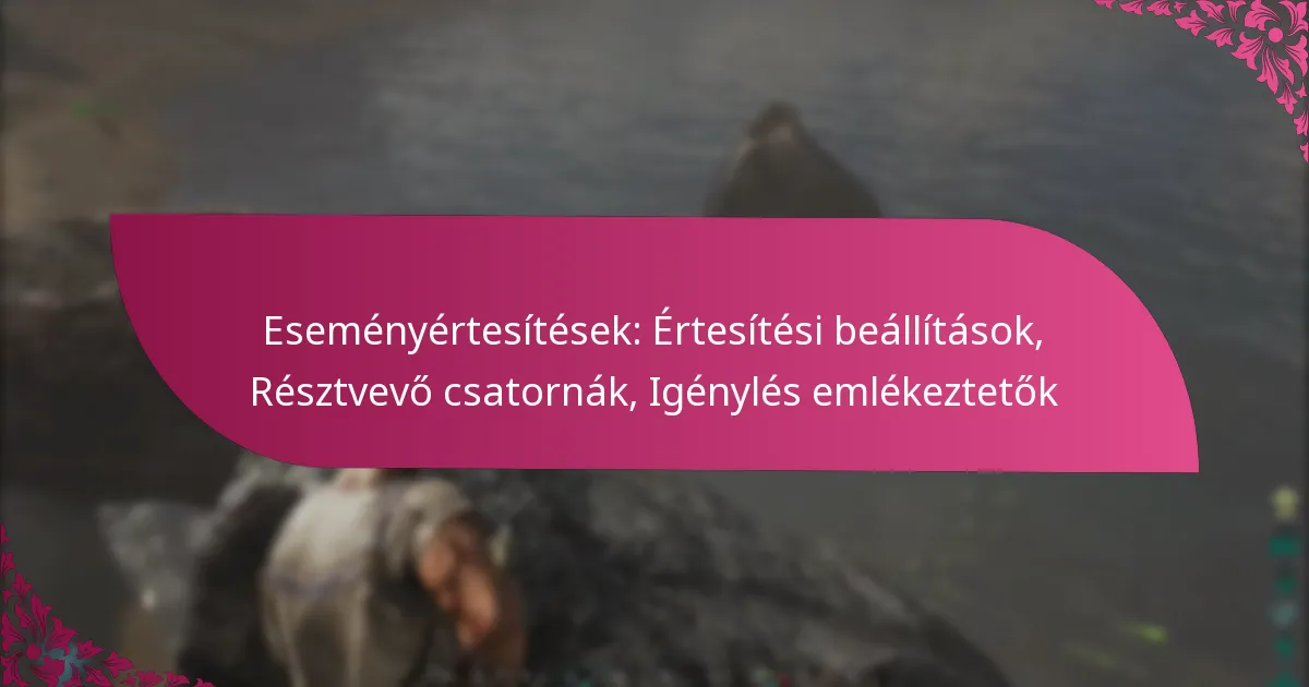 Eseményértesítések: Értesítési beállítások, Résztvevő csatornák, Igénylés emlékeztetők