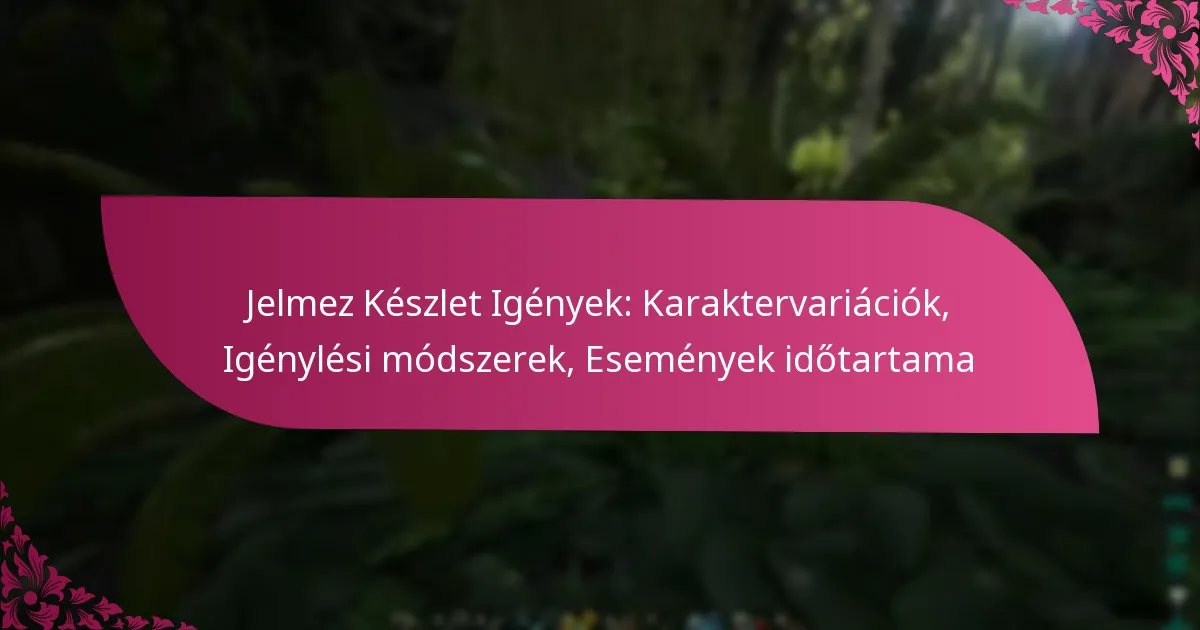 Jelmez Készlet Igények: Karaktervariációk, Igénylési módszerek, Események időtartama