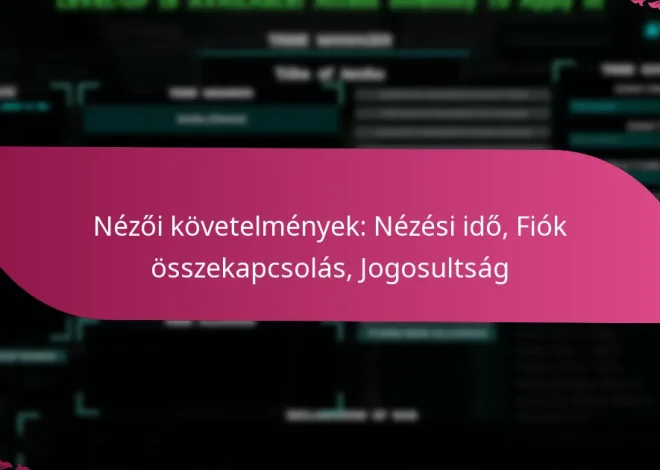 Nézői követelmények: Nézési idő, Fiók összekapcsolás, Jogosultság