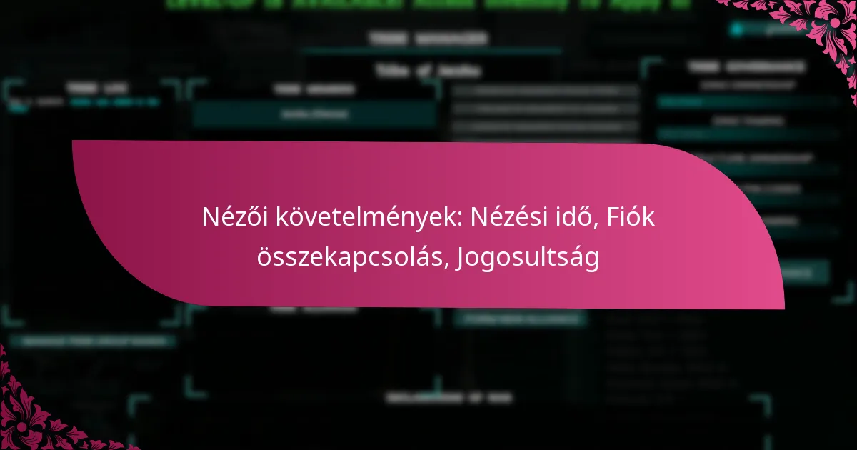 Nézői követelmények: Nézési idő, Fiók összekapcsolás, Jogosultság