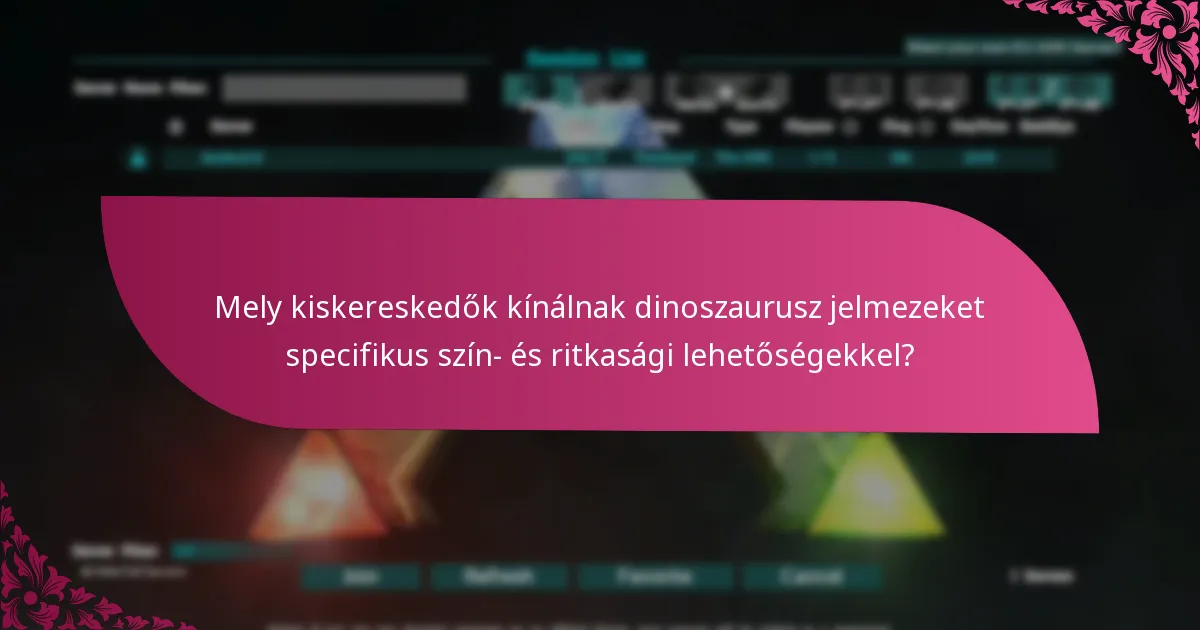 Mely kiskereskedők kínálnak dinoszaurusz jelmezeket specifikus szín- és ritkasági lehetőségekkel?